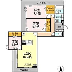 リアンフォール 3LDKの間取図画像