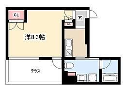COZY菊井 1Kの間取図画像