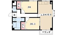 メゾンメモワール 2LDKの間取図画像