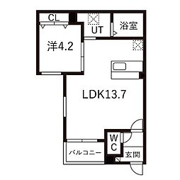 中川区荒子AP 1LDKの間取図画像