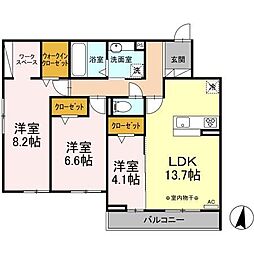 リヴェール的場 3LDKの間取図画像