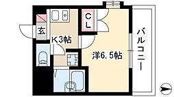 さくら八田 1Kの間取図画像