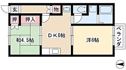 イヴォアール 2DKの間取図画像