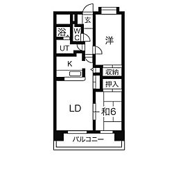 レジデンス松原 2LDKの間取図画像