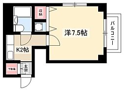 アローフィールドビル 1Kの間取図画像