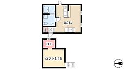 プリマ八田壱番館 ワンルームの間取図画像
