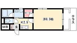 ジュエルズコート 1Kの間取図画像