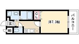 すまいるアンデリーナ 1Kの間取図画像