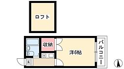 カーサ栄生 1Kの間取図画像