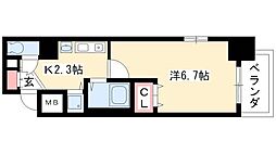 ライジングコート名古屋駅南 1Kの間取図画像
