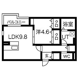 Gflat太閤 1LDKの間取図画像