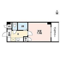 グリュックハーベン 1Kの間取図画像