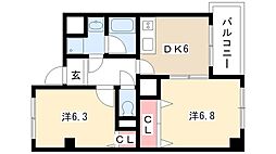 スリーウェイ金山 2DKの間取図画像