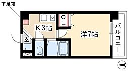 パークフラッツ金山 1Kの間取図画像