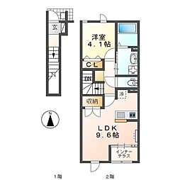 クオレ 1LDKの間取図画像