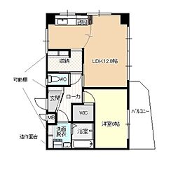シャトーエビス 1LDKの間取図画像