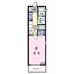 ボンヌシャンスf 1Kの間取図画像