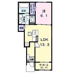 サンクチュアリ 1LDKの間取図画像