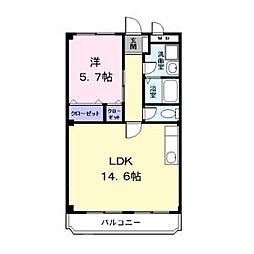 エステート万町 1LDKの間取図画像