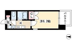 パルティール城西 1Kの間取図画像