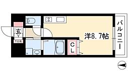 ラヴィ・アン・ローズ ワンルームの間取図画像