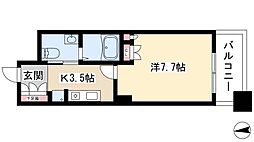 パークアクシス名駅南 1Kの間取図画像