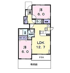 プリートK 2LDKの間取図画像