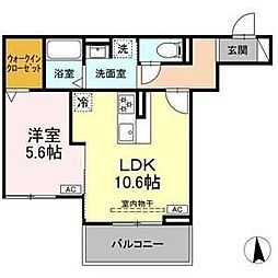 ルヴィータ矢田南 2階1LDKの間取り