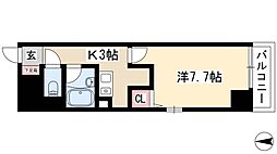 YHOスクエア 2階1Kの間取り