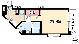 アメニティ吹上 4階1Kの間取り