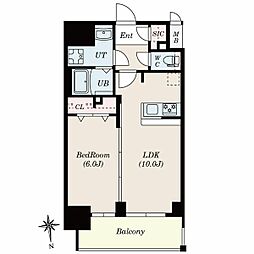 S-RESIDENCE古出来一丁目 13階1LDKの間取り