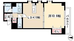 プロビデンス葵タワー 2階1LDKの間取り