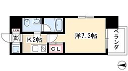 ライブコート泉 9階1Kの間取り