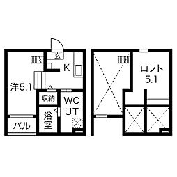 M.Kオリオン名古屋 2階1Kの間取り
