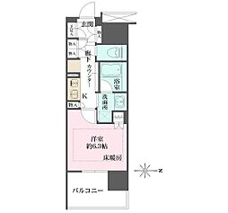 リニアゲートタワー名古屋 4階1Kの間取り