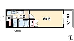 パルティール上前津 8階1Kの間取り