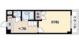シティライフ名駅(竹橋町) 2階1Kの間取り