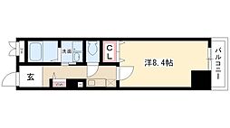 クラウザン徳川 8階1Kの間取り