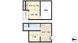 サンエイブリッジI 1階1DKの間取り