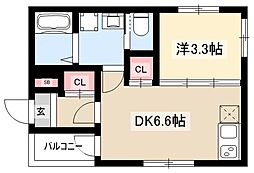 エスポワール今池南 2階1DKの間取り