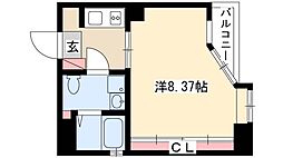 GRANDUKE代官町 7階1Kの間取り