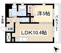 La casa alba due 3階1Kの間取り