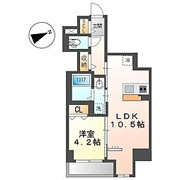 THE　BLOSSOM　新栄 2階1LDKの間取り