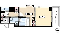 レジディア高岳 8階1DKの間取り