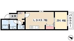 Leciel中村日赤 1LDKの間取図画像