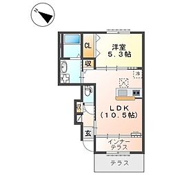 アートブランチ 1階1LDKの間取り