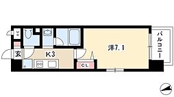 高畑レジデンス 4階1Kの間取り