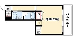 グラン・アベニュー 栄 5階ワンルームの間取り
