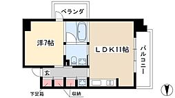 白川公園パークマンション 12階1LDKの間取り