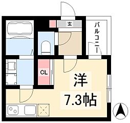 ラウレア 2階1Kの間取り